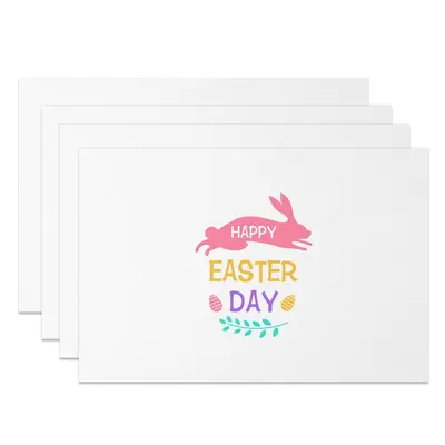 Aperturee Pink Bunny Egg Hapyy Easter Day Set Of 4 Placemats, 14x12 Inch, 15.8 USD, NYJY00430-S, placemats