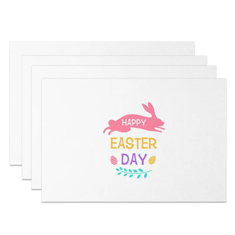 Aperturee Pink Bunny Egg Hapyy Easter Day Set Of 4 Placemats, 14x12 Inch, 15.8 USD, NYJY00430-S, placemats