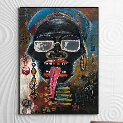 Abstract Skull Hand Painted Artwork Neo-Expressionism Painting Modern Textured Painting Contemporary Art | TRIBAL CHIEF
