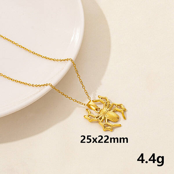 Stainless Steel Insect Spider Pendant Necklace Unisex Jewelry