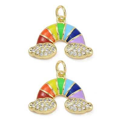 Brass Micro Pave Cubic Zirconia Enamel Pendants
