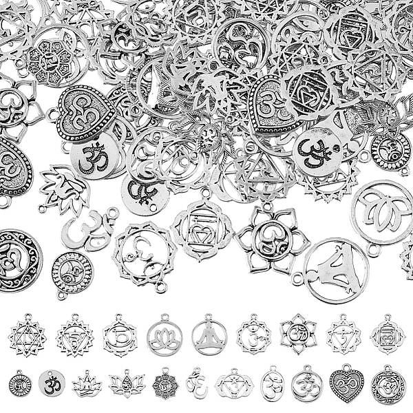 100Pcs 20 Style Tibetan Style Alloy Pendants