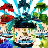 Sour Gooey Gummies Blue Raspberry - Wild Cherry - Green Apple in Sour Ooze Blue Raz Wet Candy Snack 13-25 oz Container