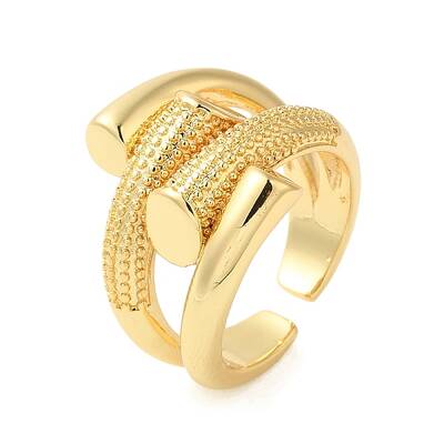 Brass Bypass Open Cuff Rings for Women