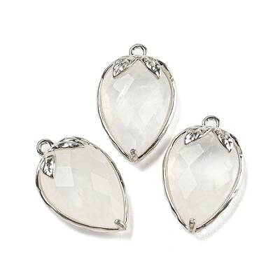 Natural Quartz Crystal Faceted Pendants