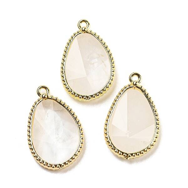 Natural Quartz Crystal Rock Crystal Faceted Pendants