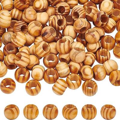 OLYCRAFT 100PCS Pine Wood Beads 19mm in Diameter 10mm Large Hole Wooden Craft Beads