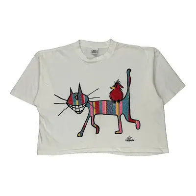 Single Stitch Hamwear Graphic T-Shirt - Large White Cotton