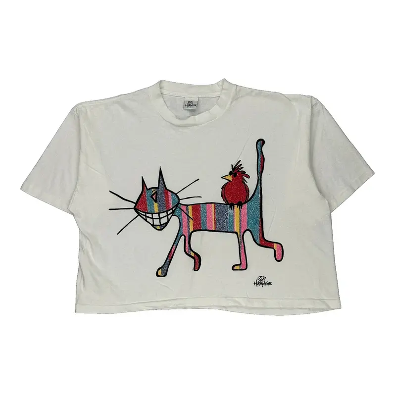 Single Stitch Hamwear Graphic T-Shirt - Large White Cotton