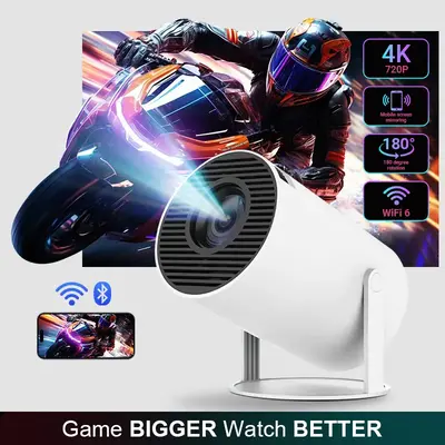 Outdoorfun Mini 4K Decoding Projector with 5G WiFi 6 & BT 5.0 720P Full HD 160 ANSI Lumens Portable Home Theater for Android ...