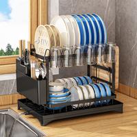 San Dream 2-Tier Dish Drying Rack Dish Drying Organiser with Drainboard Detachable Dish Drainer Organizer Kithchen Gadgets Sp...