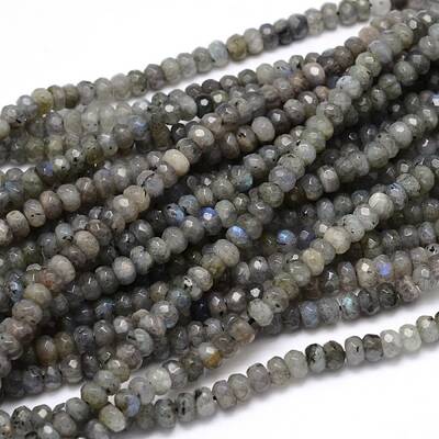 Natural Labradorite Rondelle Bead Strands