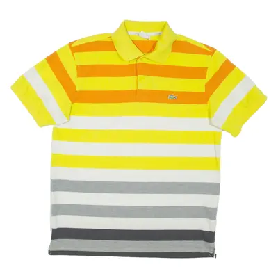 LACOSTE Mens Polo Shirt Yellow Striped L