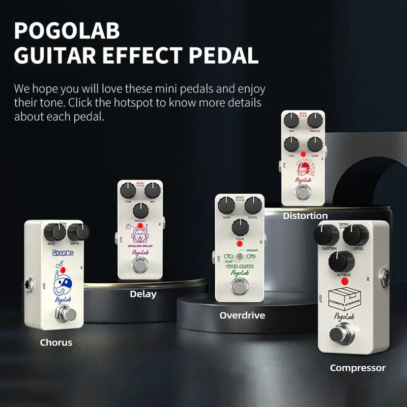 [Limited Time Deal] POGOLAB Guitar Effect Pedal, Analog Delay, Distortion, Overdrive, Compressor, Chorus Effect For Choose, M...
