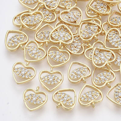 Brass Micro Pave Cubic Zirconia Charms