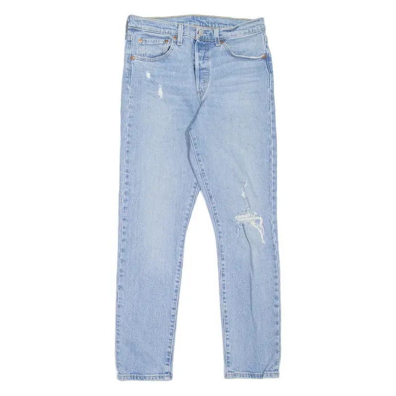 LEVI'S 501S Jeans BIG E Distressed Womens Blue Skinny Straight W28 L28