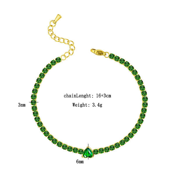 Stylish Stainless Steel Pave Green Cubic Zirconia Link Chain Bracelets for Saudi National Day