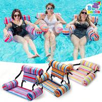 3 Packs Pool Lounge Chair, Stripe Pattern Hammock Inflatable Swimming Pool Water Floating Chair For Summer Fun, Outdoor, Beac...