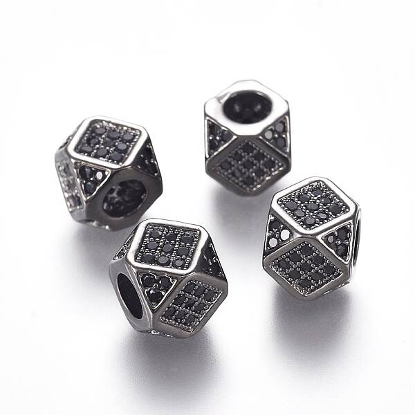 Brass Micro Pave Cubic Zirconia Beads