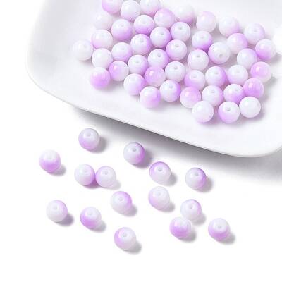 Two Tone Opaque Baking Painted Glass Beads Strands