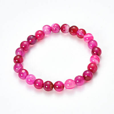 Natural Striped Agate/Banded Agate Beaded Stretch Bracelets