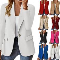 2025 Summer New Long Sleeve Solid Color Cardigan Small Suit Jacket for Women