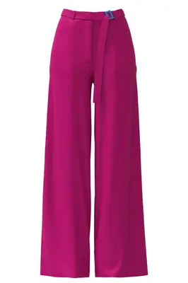 Pleated High-Waisted Wide Leg Trouser in Pink | Size: 8