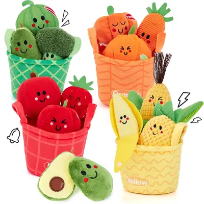 16 PCS My First Fruit Vegetable Color Sorting Play Food with Crinkle Rattle Sound, Montessori Toy for Babies 6-12 Months, Fil...