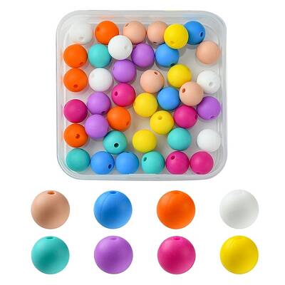 40Pcs 8 Colors Food Grade Eco-Friendly Silicone Focal Beads
