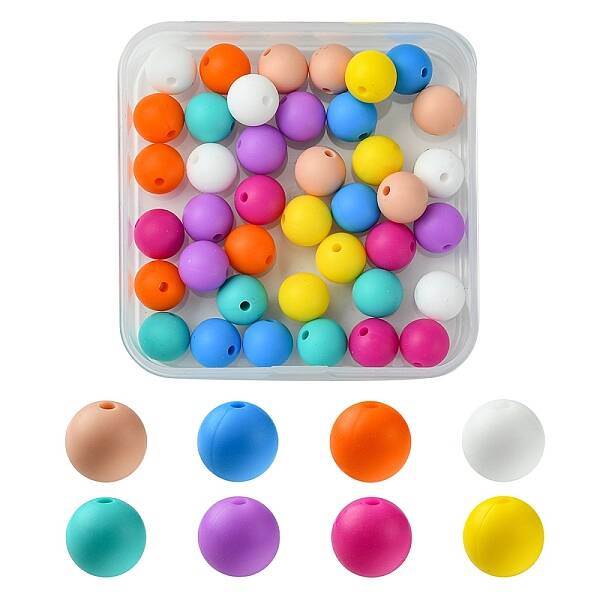 40Pcs 8 Colors Food Grade Eco-Friendly Silicone Focal Beads