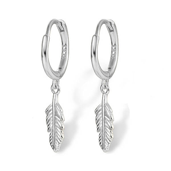Anti-Tarnish Rhodium Plated 925 Sterling Silver Dangle Hoop Earrings