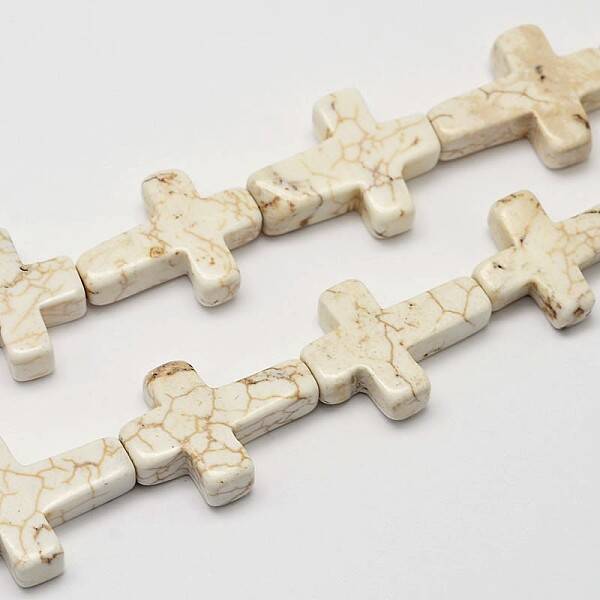 Cross Natural Magnesite Beads Strands