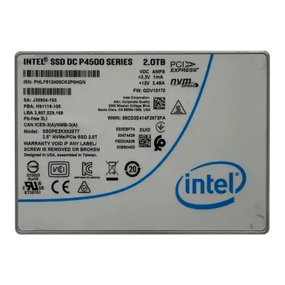 SSDPE2KX020T701 Intel DC P4500 2TB Triple-Level Cell PCI Express 3.1 x4 NVMe U.2 2.5-Inch Solid State Drive