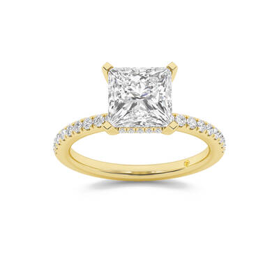 Kyoto Hidden Halo Princess Cut Lab Grown Diamond Engagement Ring | 18K Yellow Gold 2 1/3 CT. TW.