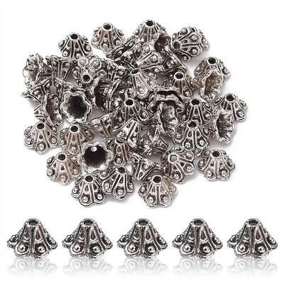 Tibetan Style Alloy Flower Bell Filigree Bead Caps