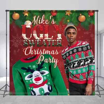 Ugly Sweater Plant Custom Photo Christmas Backdrop - Aperturee