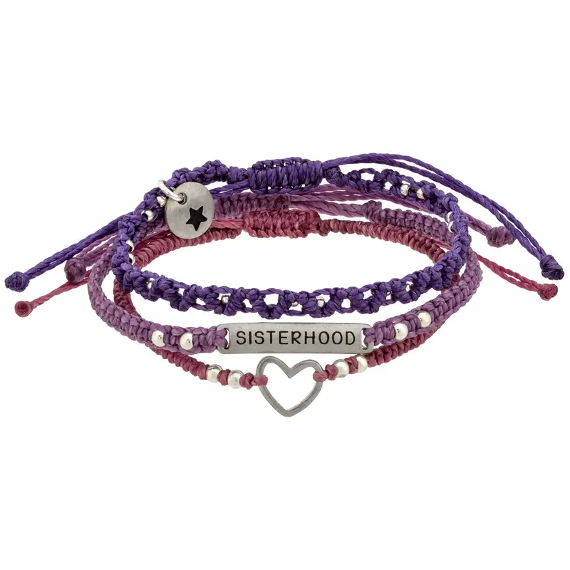 Sisterhood Woven Bracelet Set - Pink
