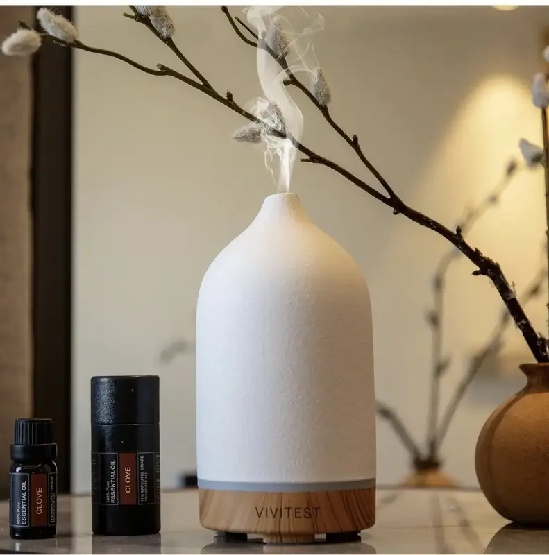 Diffusers for Home, Stone Essential Oil Diffuser, Ceramic Oil Diffuser,Ultrasonic Aromatherapy for Office - 9 Colors LED Ligh...