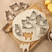 Cat Series Cookie Cutter, 9 Counts/set Cute Cartoon Cat Design Biscuit Mold, Baking Tool for Home Kitchen Baking House