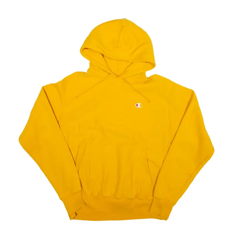 CHAMPION Hoodie Yellow Pullover Mens M