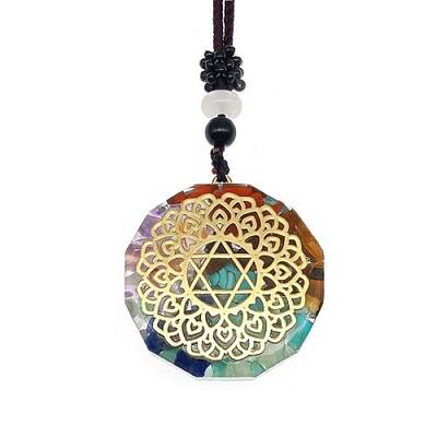 Resin & Natural & Synthetic Mixed Gemstone Pendant Necklaces