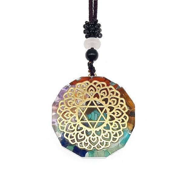 Resin & Natural & Synthetic Mixed Gemstone Pendant Necklaces