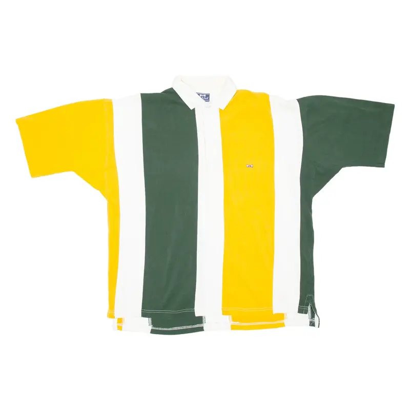 EDEN PARK RUGBY Mens Polo Shirt Green Striped M