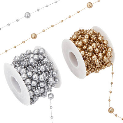 20M 2 Colors Plastic Round Beaded Link Chains