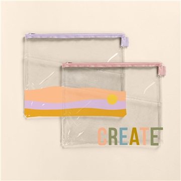 50 Customized Dollface Peek-A-Boo Pouch Vinyl - Clear Grid