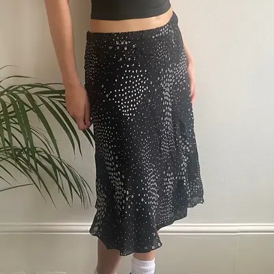Unbranded Polka Dot Midi Skirt - 30W UK 10 Black & White Viscose Blend