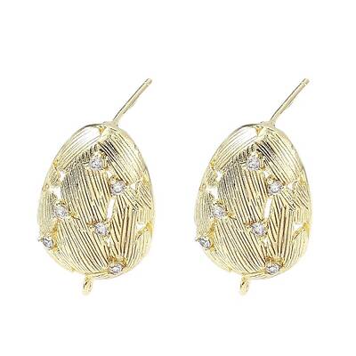 Brass Micro Pave Clear Cubic Zirconia Stud Earring Findings