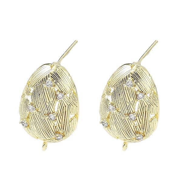 Brass Micro Pave Clear Cubic Zirconia Stud Earring Findings
