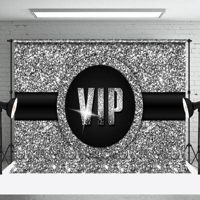 Simple Silver Sparkling Black Belt VIP Party Backdrop - Aperturee