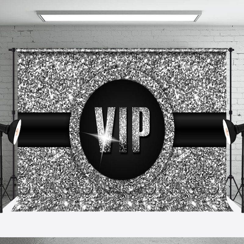Simple Silver Sparkling Black Belt VIP Party Backdrop - Aperturee